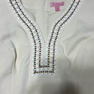 Lilly Pulitzer Cream Embellished Women's Top